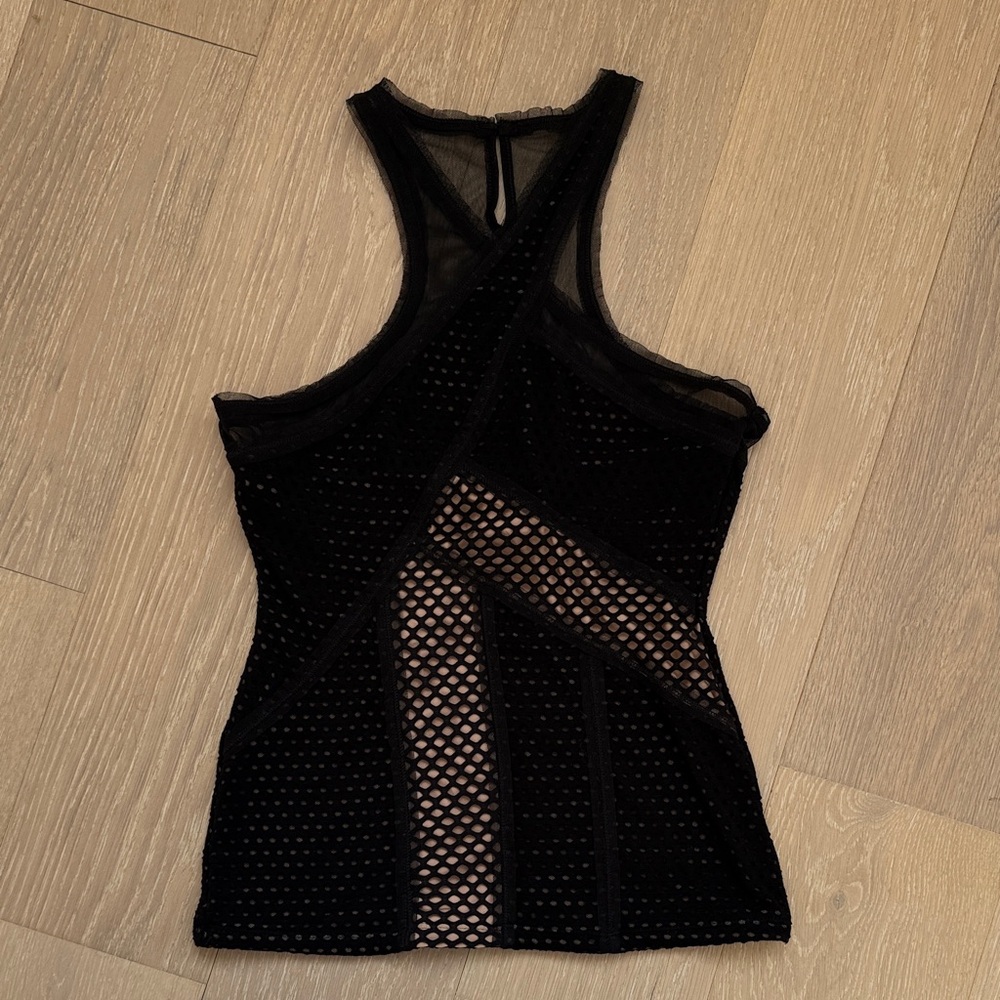 BCBGMaxAzria Black Mesh Tank Top